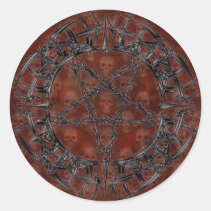 Sticker Rond Pentagramme tribal noir