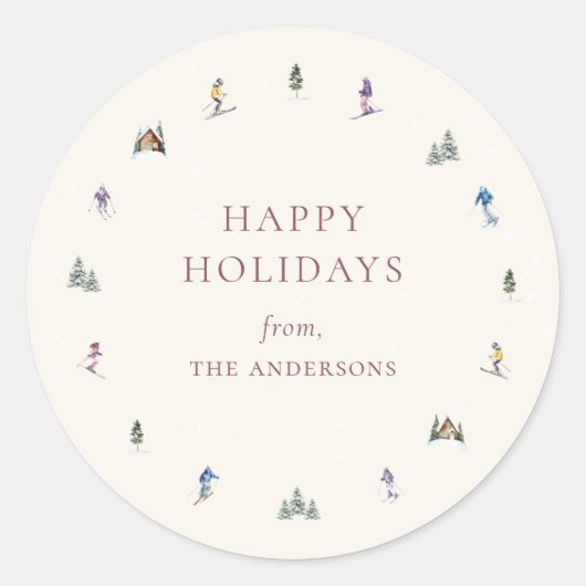 Sticker Rond PENTES D'HIVER Vacances (Devant)