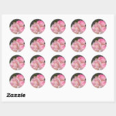Sticker Rond Peoné rose sur gris foncé (Feuille)