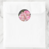 Sticker Rond Peoné rose sur gris foncé (Sac)