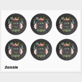 Sticker Rond Peonées et tableau de bord rose pour Mariage (Feuille)