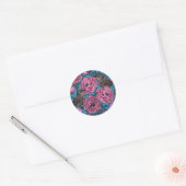 Sticker Rond Peonies and wrens on blue (Enveloppe)