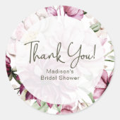 Sticker Rond Peonies Bourgogne rose Fleur Mariage Favoriser (Devant)
