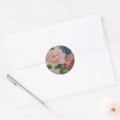 Sticker Rond Peonies en papier du Japon (Enveloppe)