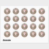 Sticker Rond Peonies et Baby's Breath Mason Jar Dentelle rustiq (Feuille)