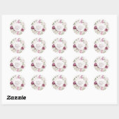Sticker Rond Peonies rose Bourgogne Mariage floral (Feuille)