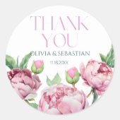Sticker Rond Peonies rose pâle Merci d'aquarelle (Devant)