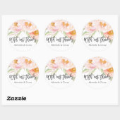 Sticker Rond Peonies roses luxuriantes Merci floral (Feuille)