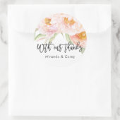 Sticker Rond Peonies roses luxuriantes Merci floral (Sac)