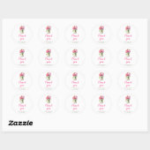 Sticker Rond Peonies roses Mason Jar Anniversaire (Feuille)