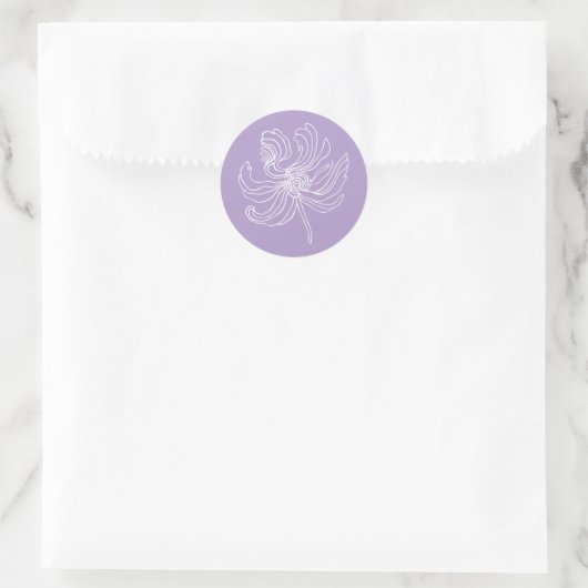 Sticker Rond Peony blanc. (Sac)