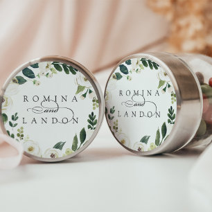 Sticker Rond Peony blanc   Mariage floral personnalisé