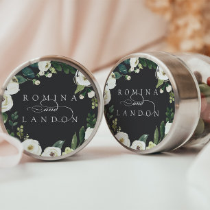 Sticker Rond Peony blanc Mariage floral personnalisé