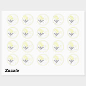 Sticker Rond Peony jaune avec Stick rond gris et blanc de 1,5 p (Feuille)