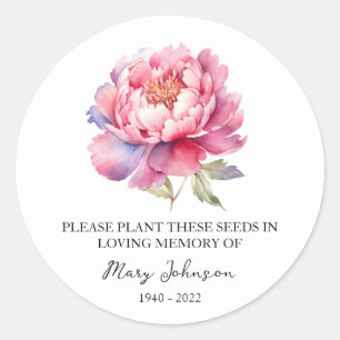 Sticker Rond Peony Memorial Funeral Seed Packet