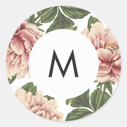 Sticker Rond Peony vintage (Devant)