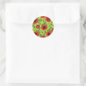 Sticker Rond Pépites, rouge et vert sur le vert citron (Sac)