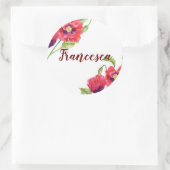 Sticker Rond Pépites rouges Aquarelle Art Floral (Sac)