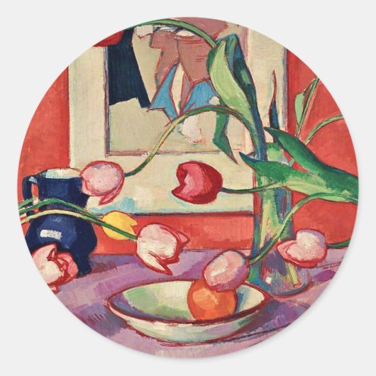 Sticker Rond Peploe - Tulipes, Le Jeu Bleu, (Devant)