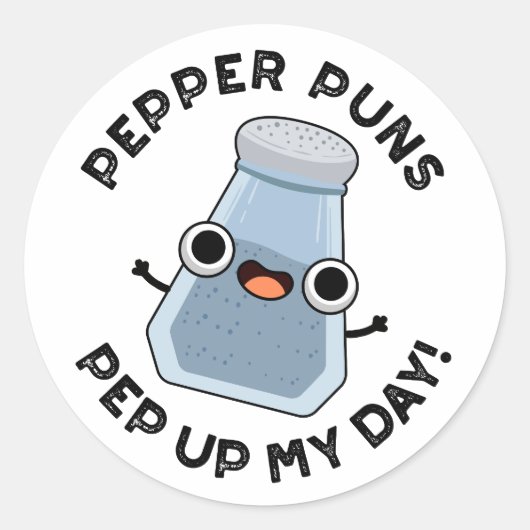 Sticker Rond Pepper Puns Pep Up My Day Funky Food Pun (Devant)