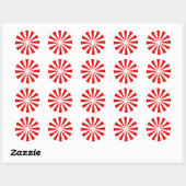 Sticker Rond Pepperment Bonbon Rouge Blanc Blancs (Feuille)