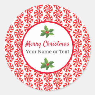 Sticker Rond Pepperment de Noël
