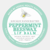 Sticker Rond Peppermenthe beeswax main balm saler vert étain ét (Devant)