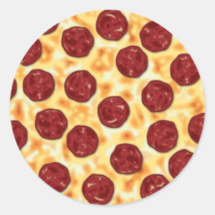 Sticker Rond Pepperoni Pizza Motif