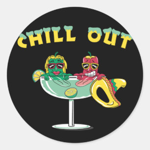 Sticker Rond Peppers chili mignonne en Margarita Chill Out