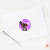 Sticker Rond Perché en Majesté : coq sur Dreamy Purple Glow (Enveloppe)