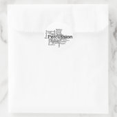 Sticker Rond Percussion Word Cloud Texte noir (Sac)