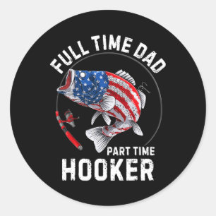 Sticker Rond Père à plein temps vintage drapeau américain pêche