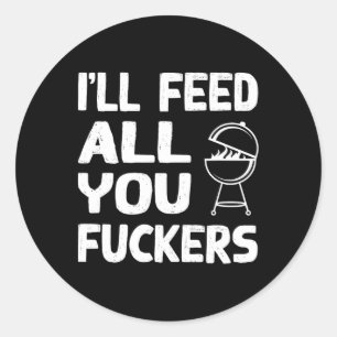 Sticker Rond Père Bbq Drôle Fumé Drôle