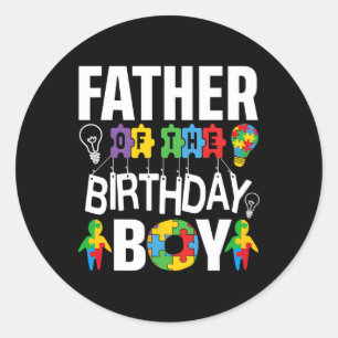 Sticker Rond Père du garçon qui fête son anniversaire Papa auti
