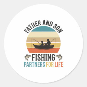 Sticker Rond Père et Fils Pêche Partenaires pour la Vie Design_