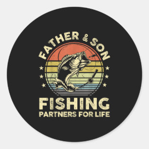 Sticker Rond Père Fils Chemise de pêche assortie Drôle B Poisso