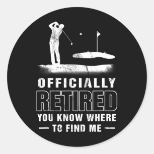 Sticker Rond Père golfeur officiellement retraité de golf Retra