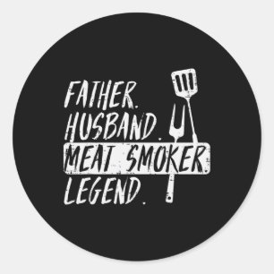 Sticker Rond Père Huse Grill Viande Légende Bbq Rbecue Grill Me