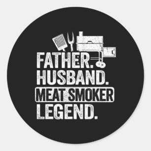Sticker Rond Père Huse Viande Fumeur Légende Griller Papa Viand