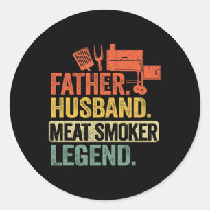 Sticker Rond Père Huse Viande Fumeur Légende Griller Papa Viand
