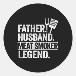 Sticker Rond Père Huse Viande Fumeur Légende Griller Papa Viand