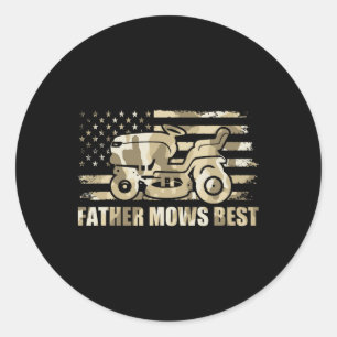 Sticker Rond Père Mows Meilleur soin de pelouse Papa Mwing Patr