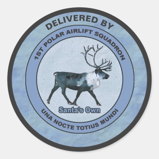 Sticker Rond Père Noël 1er Polar Airlift Sqdn - Subduit (Devant)