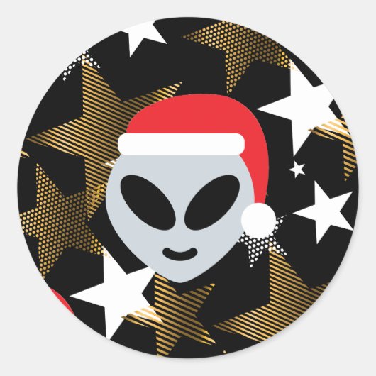 Sticker Rond père Noël alien emoji (Devant)