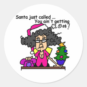 Sticker Rond Père Noël appelée
