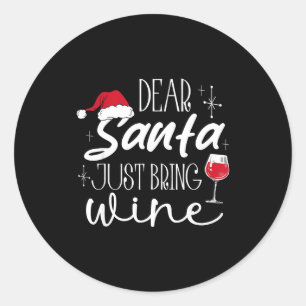 Sticker Rond Père Noël Apporte Juste Du Vin Noël Boire Fami