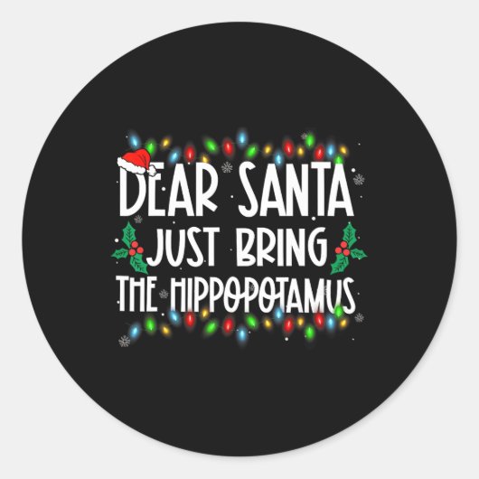 Sticker Rond Père Noël Apporte Simplement L'Hippopotame Noël Fa (Devant)