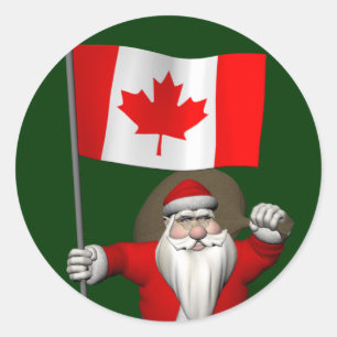 Sticker Rond Père Noël avec l'enseigne du Canada