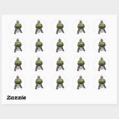 Sticker Rond Père Noël avec très grosse pastèque (Feuille)