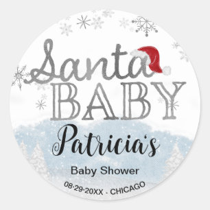 Sticker Rond Père Noël Baby Christmas Baby shower
